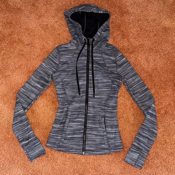 Lululemon Hooded Full Zip Define Jacket Nulu Heathered Black White Black Size 2 - Picture 10 of 10